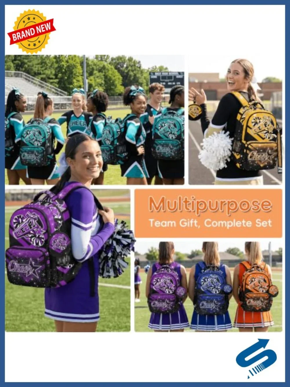 Cheer Backpack with Coin Purse Women's Travel Gym Bag Water Resistant Polyester